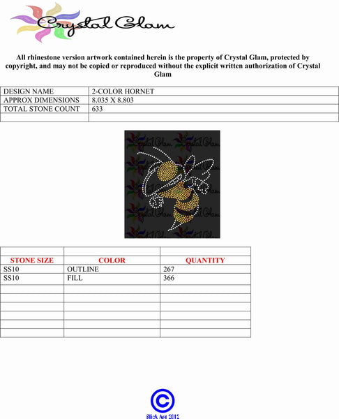 2-COLOR HORNET Mascot Rhinestone Download File