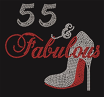 55 & FABULOUS Rhinestone Transfer