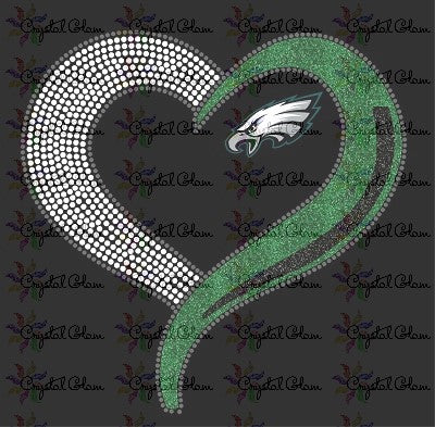EAGLES TEAM HEART MIXED MEDIA TRANSFER - WITH TEAM DECAL