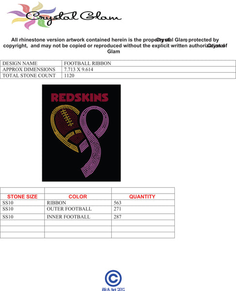 FOOTBALL AWARENESS RIBBON Rhinestone Download File