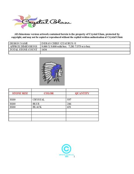 INDIAN CHIEF #2 MASCOT Rinestone Download File