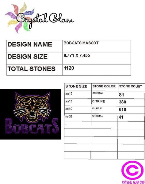 Bobcats Mascot Rhinestone Transfer