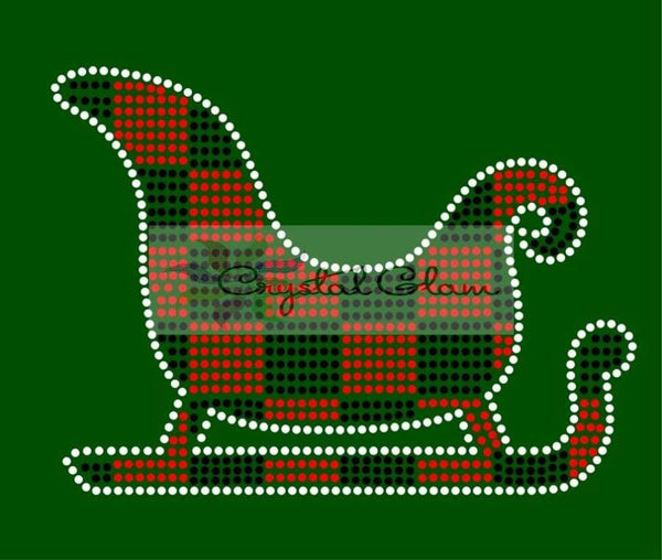 Buffalo Plaid Santa Sleigh Rhinestone Digital Download