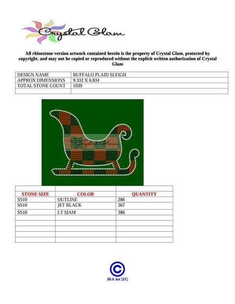 Buffalo Plaid Santa Sleigh Rhinestone Digital Download