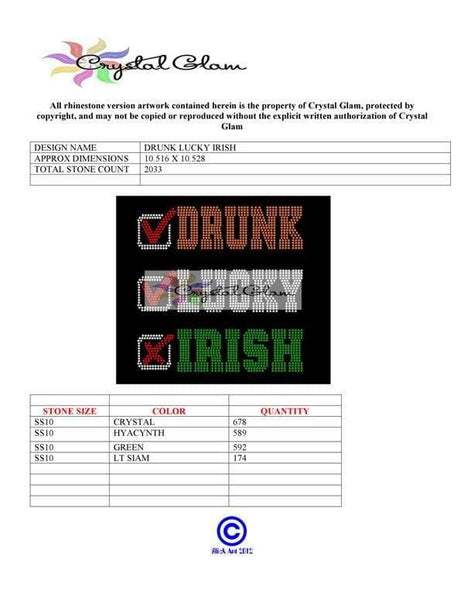 Drunk Lucky Irish Rhinestone Digital Download