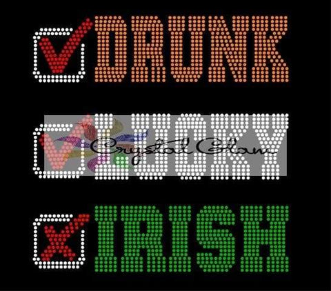 Drunk Lucky Irish Rhinestone Digital Download