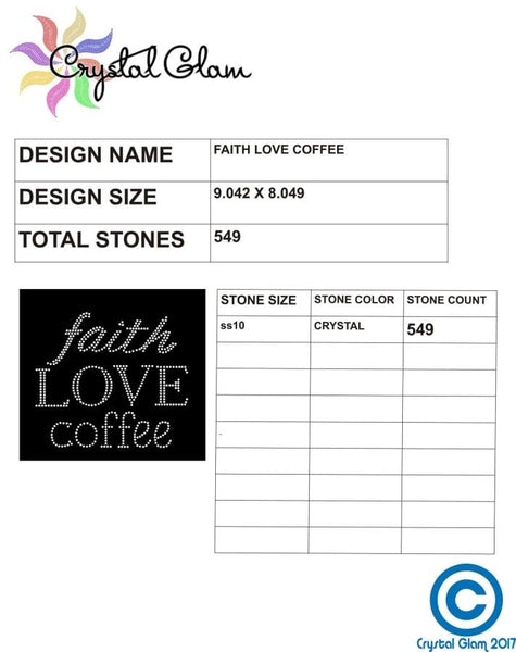 Faith Love Coffee Rhinestone Download File