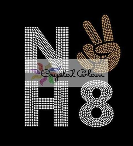 NO H8 Peace Hand Rhinestone Download File