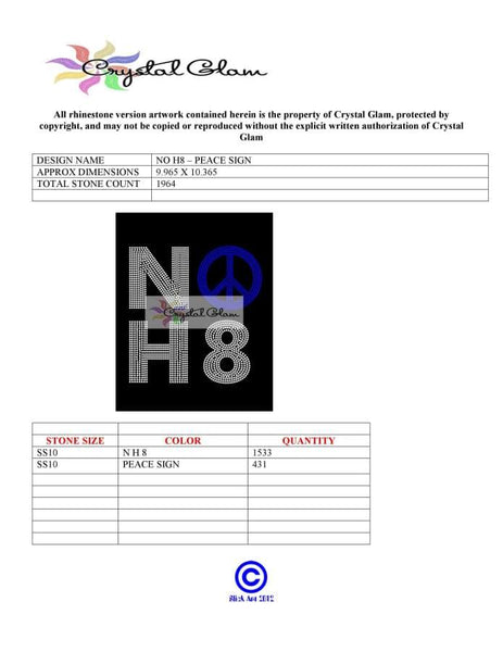 NO H8 Peace Sign Rhinestone Download File