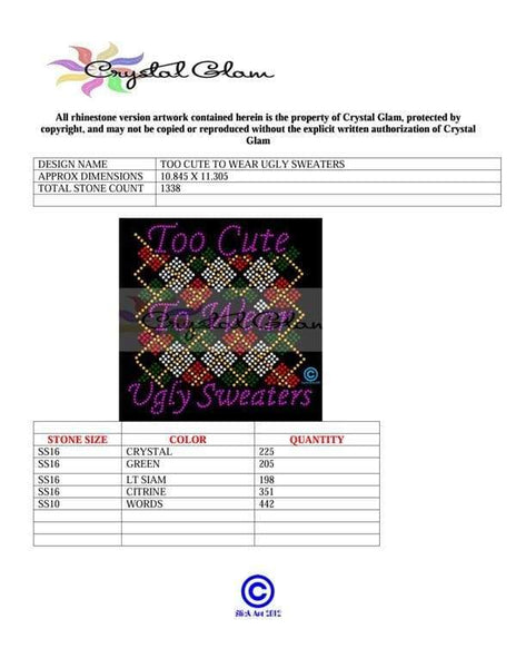 TOO CUTE FOR UGLY SWEATERS Rhinestone Download File